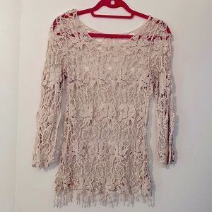 Boho flower lace knit top